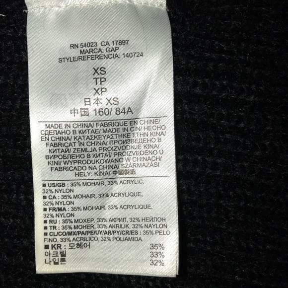 GAP Black Mohair Blend Crewneck Pullover Sweater Sz XS - Picture 14 of 15